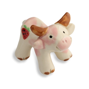 Strawberry Cow Miniature Figurine